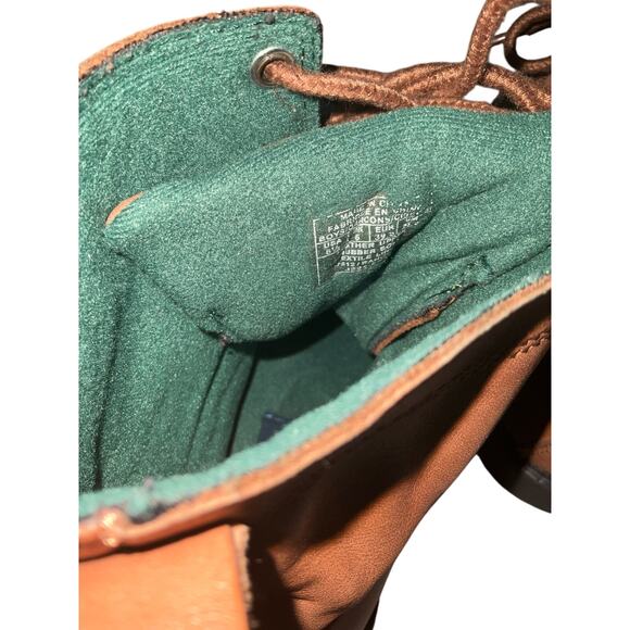 Polo Ralph Lauren Ranger Hi II Leather Boots Tan Green Buckle Strap Size 6.5